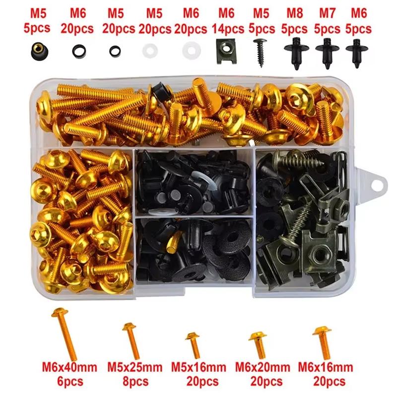 195 шт. Полный комплект болтов обтекателя для Kawasaki ZX6R ZX7R ZX9R ZX10R ZX12R ZX14R Versys 650 Ninja 650R 1000 Z750 Z1000 ZZR600