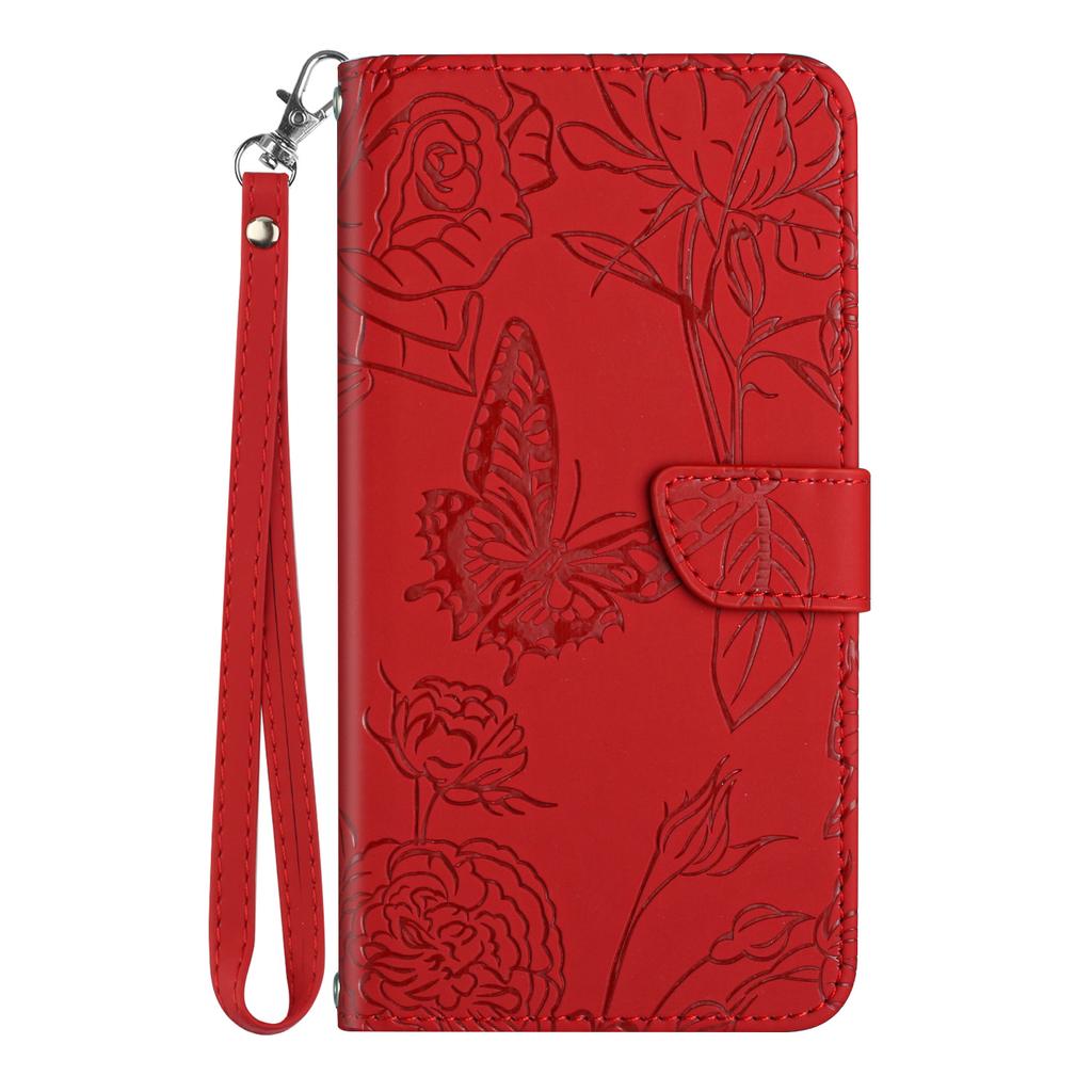 For Xiaomi 15 Pro Case Leather Phone Cover with Strap,Butterfly Flower Imprint