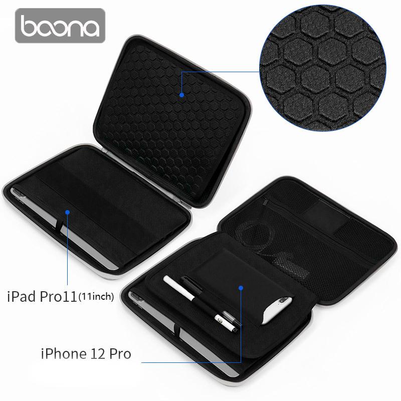 Boona Чехол-сумка для iPad Pro 11 дюймов, противоударный чехол, сумка на молнии с кронштейном, сумка для планшета, ноутбука, портфель