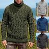 Sweater Men's High Neck Crocheted Thick Woolen Knit Sweater Men Hedging Long Sleeve Sweater