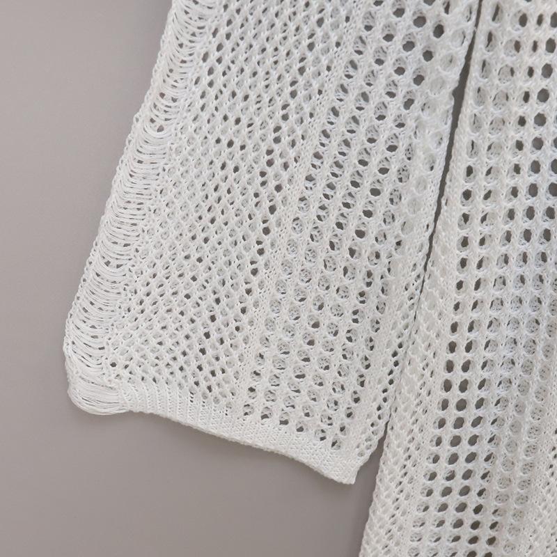 Summer Women's Beach Cover-up Hollow Knit Long Sleeve Backless Sunscreen Bikini Swimsuit Sexy Cover-ups