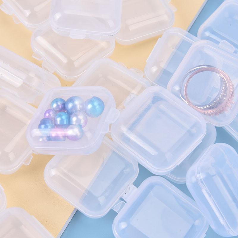 25 шт. маленькие коробочки квадратная прозрачная пластиковая коробка контейнер для хранения ювелирных изделий