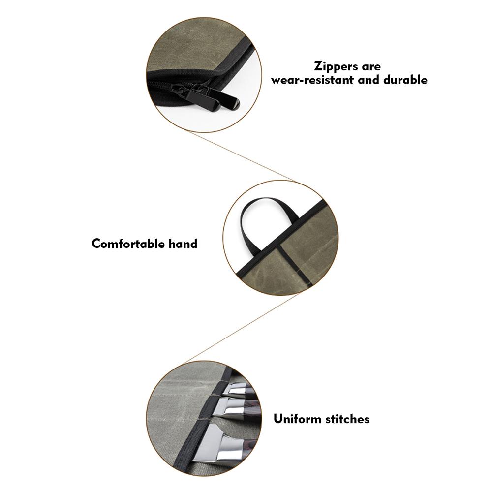 Knife Case(4 Slots), Canvas Chef"s Knife Roll Bag with Durable Handles, Portable Waterproof Knife