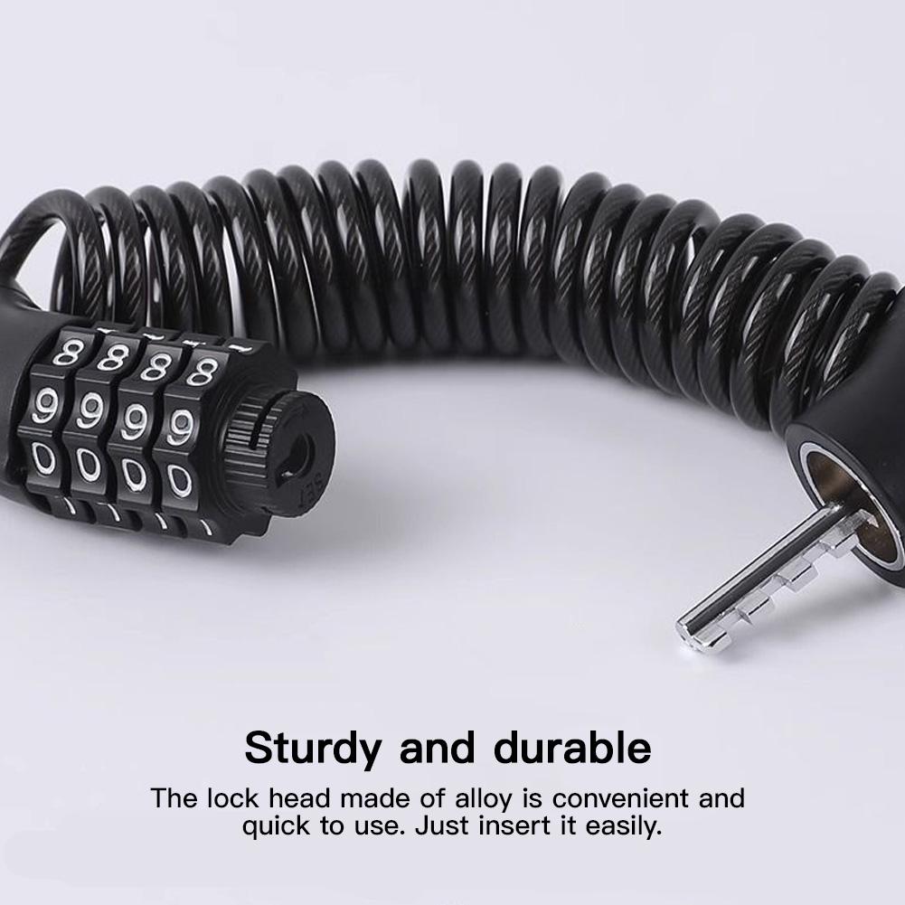 Motorcycle 4-Digit Password Combination Chain Lock, Bicycle Anti-Theft Helmet Safety Lock, Portable Durable Wire Cable Lock