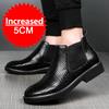 Men Snakeskin Pattern Boots Elevator Shoes Height Boots Man Increase Insole 5CM Slip-On Leather Ankle Boot Chelsea Boots