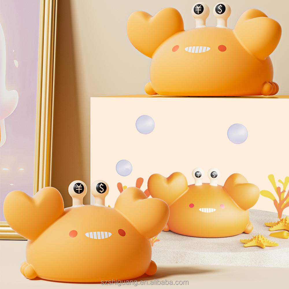 New Design Mini LED Night Light Children's Golden Crab Silicone Animal for Home Bed USB Rechargeable Baby Night Light