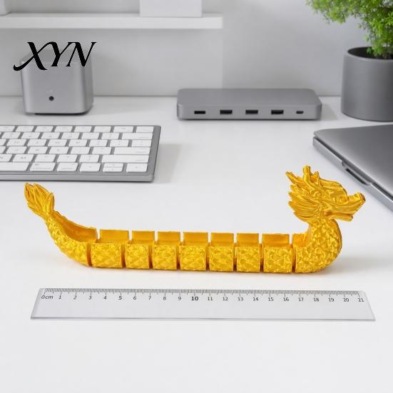 Украшение Фестиваля лодок-драконов, 3D-печатная шарнирная фигурка, Статуэтка с градиентной металлической отделкой, гибким и сгибающимся телом, Красочная традиционная настольная