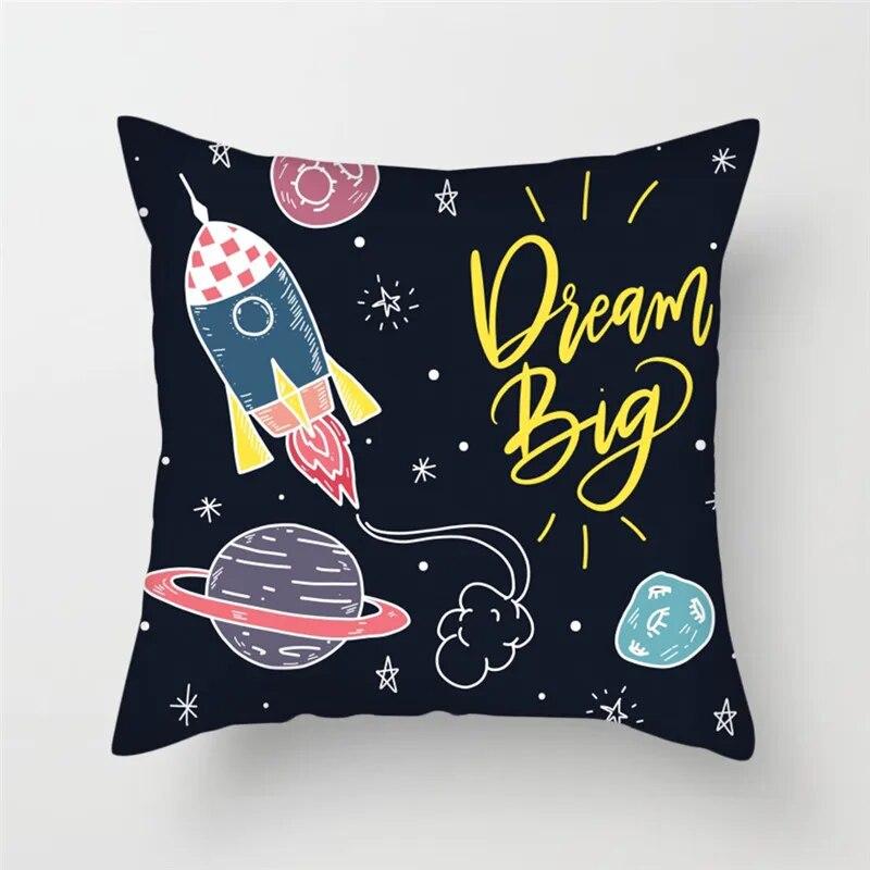 Cartoon Astronaut Rocket Spaceship Sofa Home Bedroom Decoration Pillowcase Kids Room  Space Theme Cushion Cover