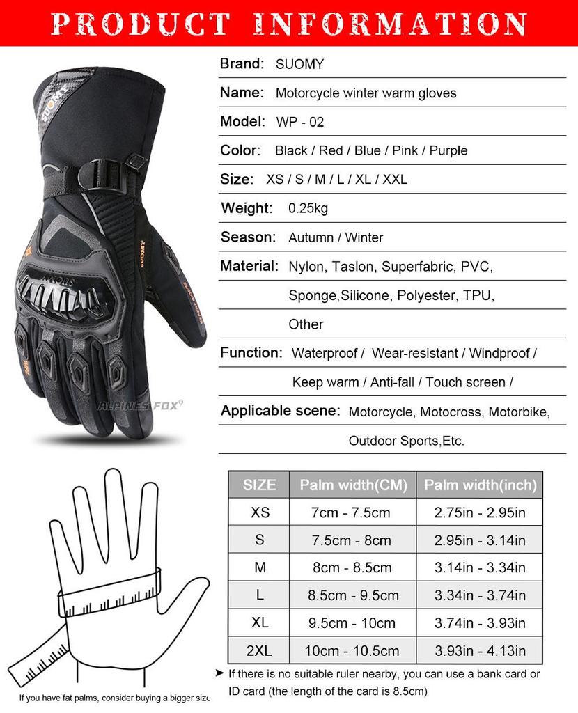 Touchscreen Waterproof Winter Motorcycle Gloves - Warm, Thick, Windproof, and Coldproof for Riders
