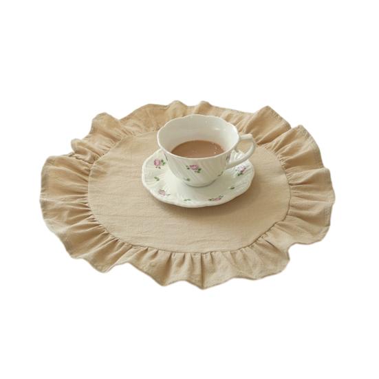 1/2 шт. Кухонная салфетка под тарелку Квадратная Круглая Стиранный Хлопок Настольные салфетки со складчатыми краями Термостойкие для Столовой Дома Кухни Вечеринки Салфетки под тарелку