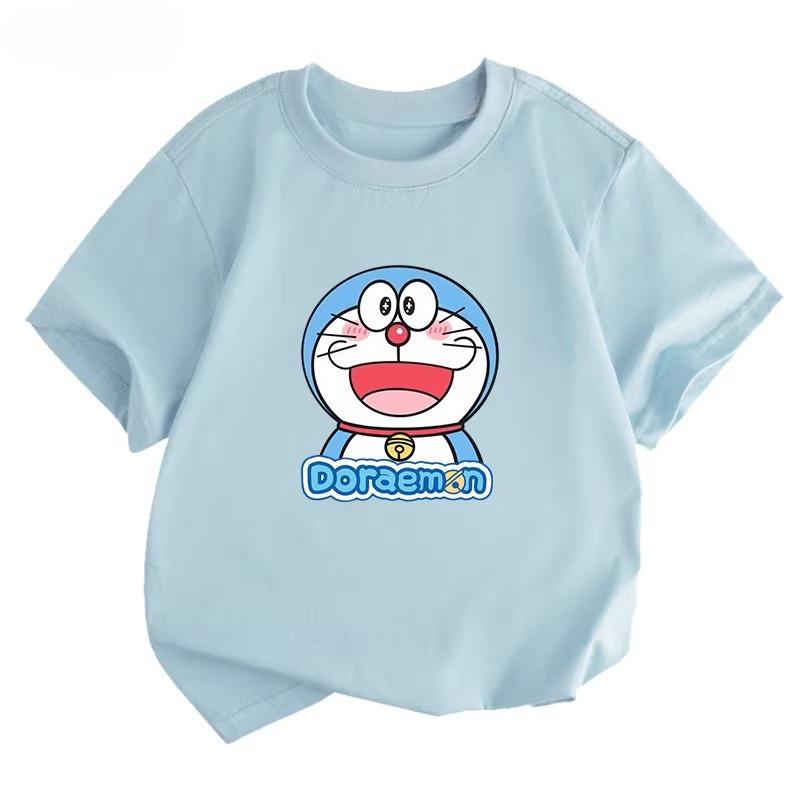 Potdemiel Doraemon Children's T-Shirt, New Summer Style, Comfortable and Breathable Top for Boys and Girls