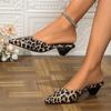 Модные женские тапочки baotou, осень, новые, с заостренным носком, с неглубоким ртом, с леопардовым принтом, с мягкой подошвой, с толстым каблуком, с темпераментным каблуком