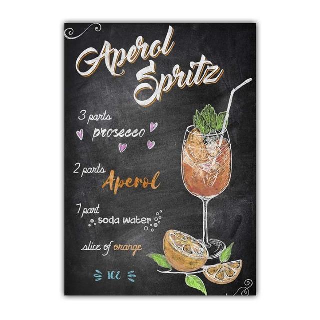 Graffiti Art High Foot Wine Glass Canvas Painting Bar Restaurant Wall Art Cocktail Menu Picture for Living Room Home Decor No Frame