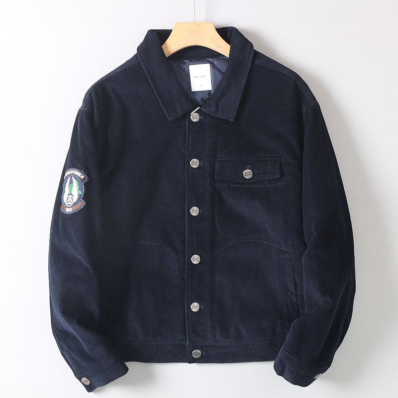 Foreign Trade Export Cut the Tag off Overplus Order Quilted Thick Corduroy Jacket Men's Autumn and Winter Letter Embroidery Warm Cotton-padded jacket