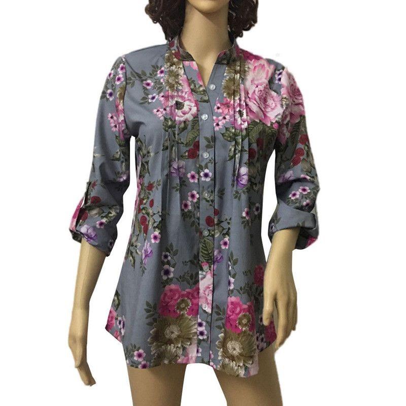 Classic Fall Short Sleeve Printed Shirt For Women Casual Wear