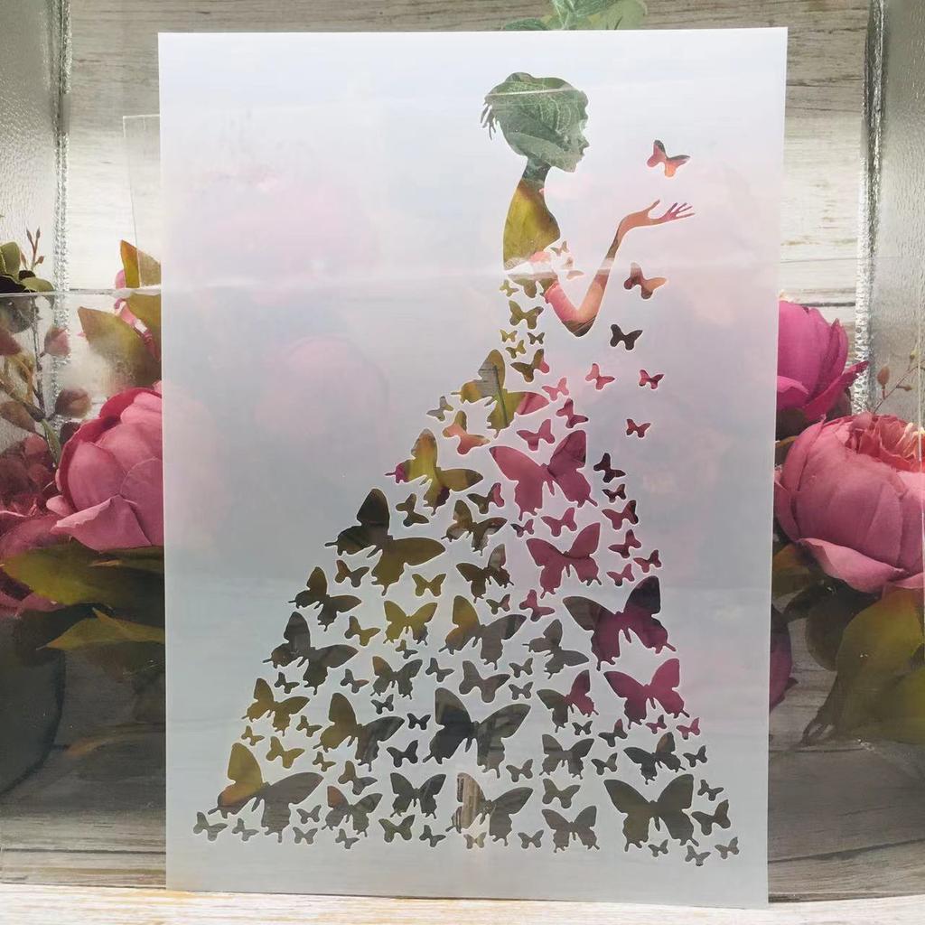 A4 29 см модные многослойные трафареты для девочек «сделай сам», настенная живопись, раскраска для скрапбукинга, тиснение, декоративный шаблон для альбома