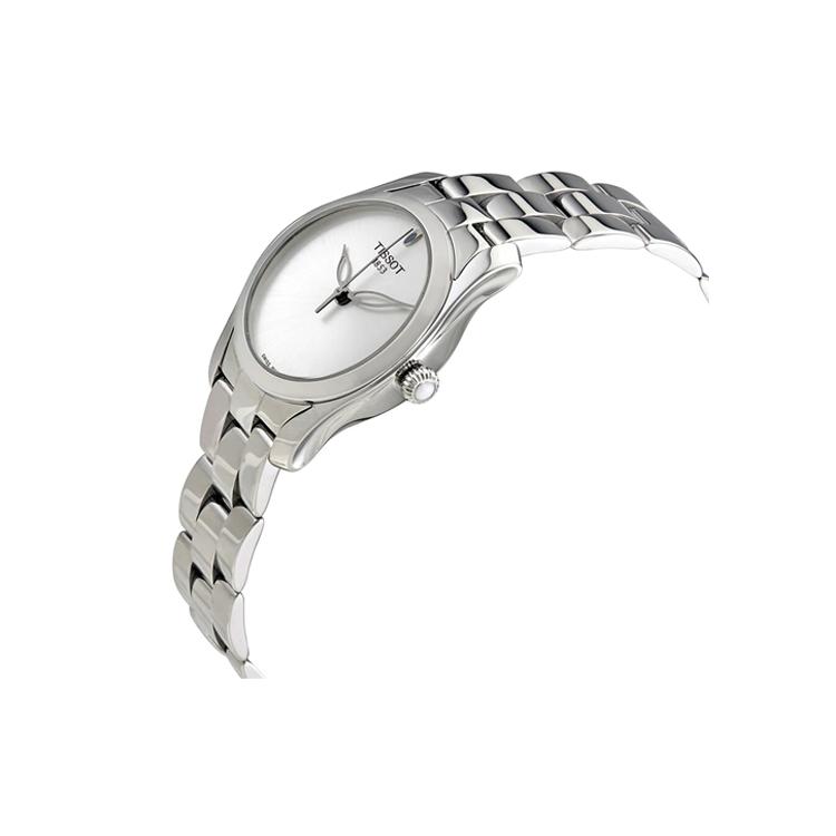 Tissot Кварцевый механизм 30м Водонепроницаемость Женские часы Белый циферблат Корпус из нержавеющей стали T112.210.11.031.00