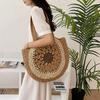 Yogodlns Летняя пляжная полая соломенная женская сумка на плечо, винтажная сумка с верхней ручкой, большая вместительная сумка из ротанга