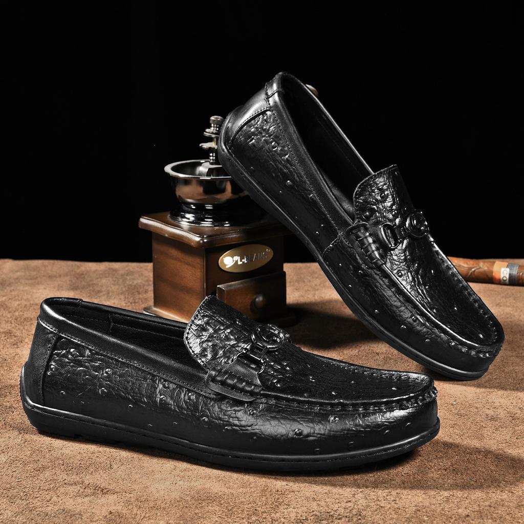 Лоферы из коровьей кожи первого слоя, обувь для вождения, британская натуральная кожа, повседневная мужская кожаная обувь