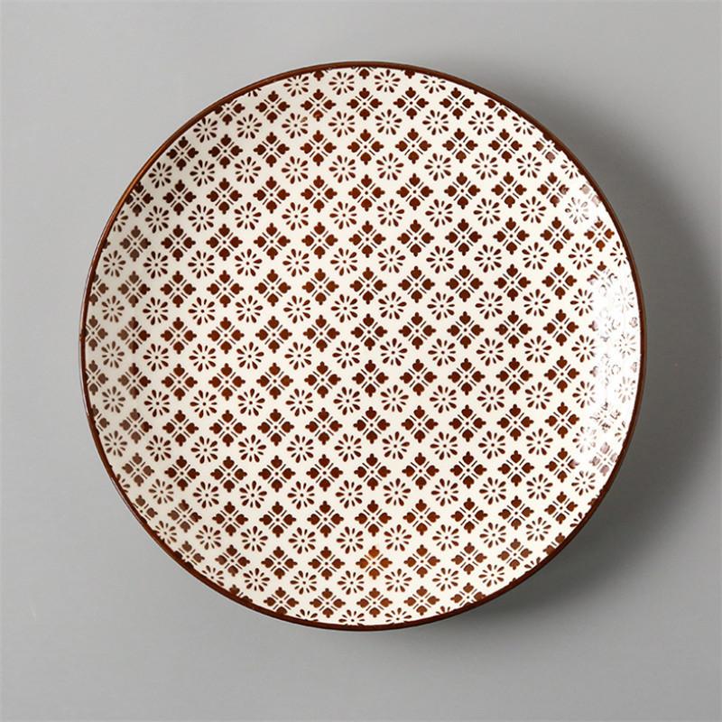 Japanese Style 8 Inch Ceramic Under Glazed Vegetable Dinner Plate Simple Dessert Plate Household Small Steak Dish Food Container