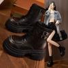 Thick-soled Martin Boots Women's 2025 Autumn and Winter New Small Inner Height Increase Women's Shoes Versatile Polished Retro Short Boots