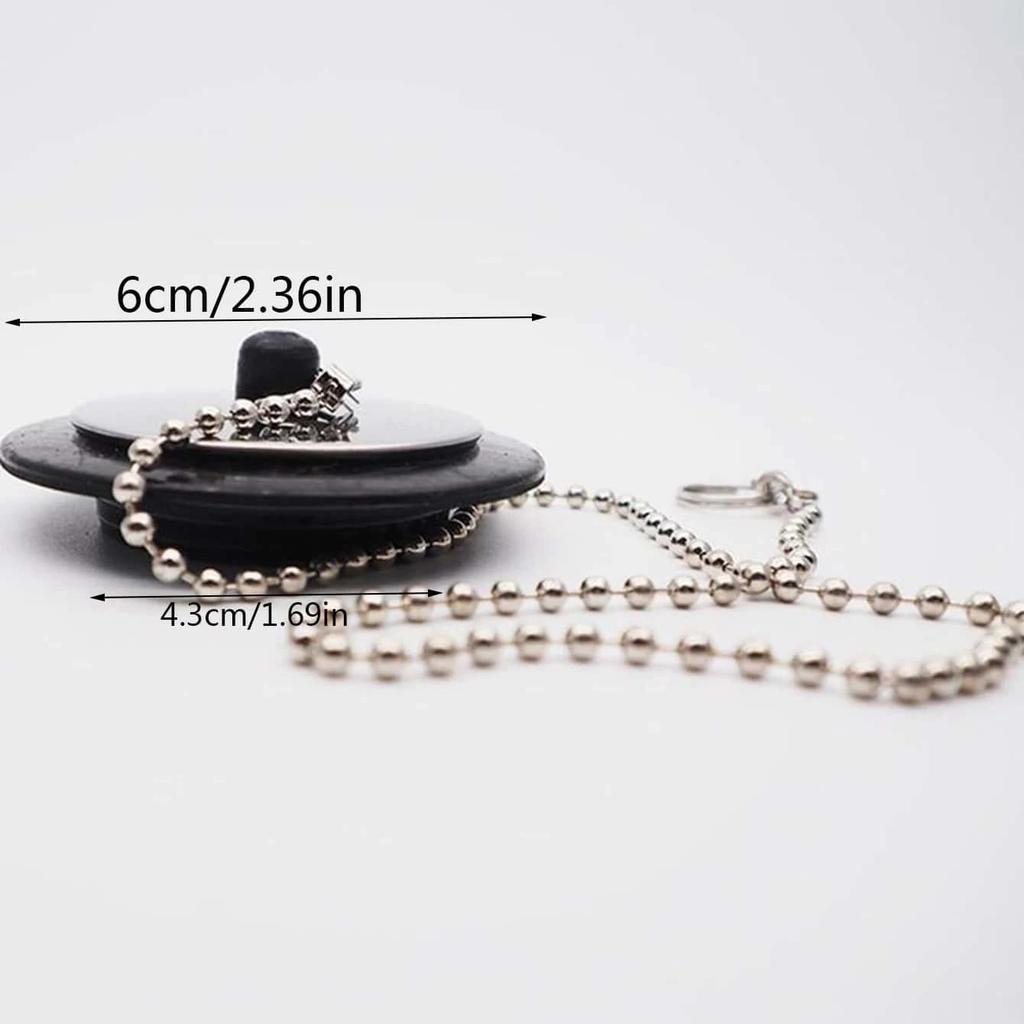 1pc Durable Rubber Bathtub Drain Stopper With Chain, Universal Sink Plug Strainer, Lightweight And Sturdy For Bathroom & Kitchen