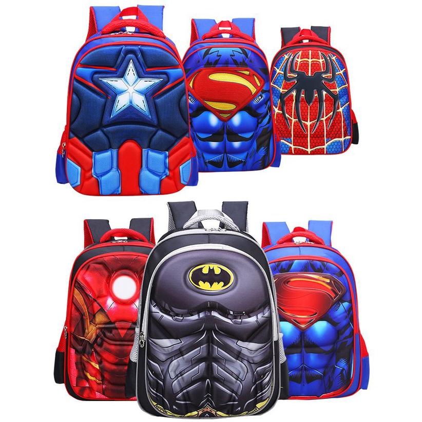 3d Spiderman Batman Captain America Childrens School Bag Backpack For Boys Kids