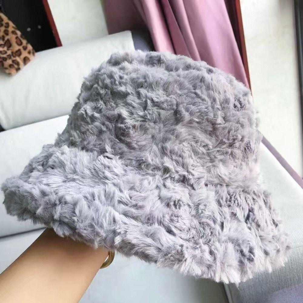 Зимняя повседневная мягкая кепка от солнца из искусственного меха, шляпа рыбака, шляпа-ведро, панама
