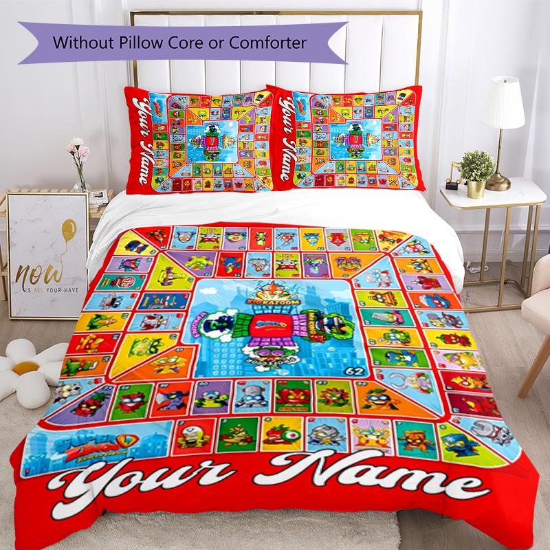 3pcs Custom Name SuperZings Bedding Set Duvet Cover Closure Includes 1 Duvet Cover & 2 Pillowcases for All Seasons Bedroom Decor