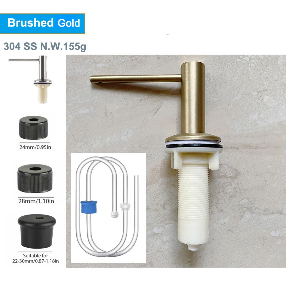 Дозатор пены для мытья посуды для кухонной мойки, цельная латунь, вращающаяся на 360° головка, держатель для жидкого средства для мытья посуды, силиконовая трубка, шланговый аксессуар