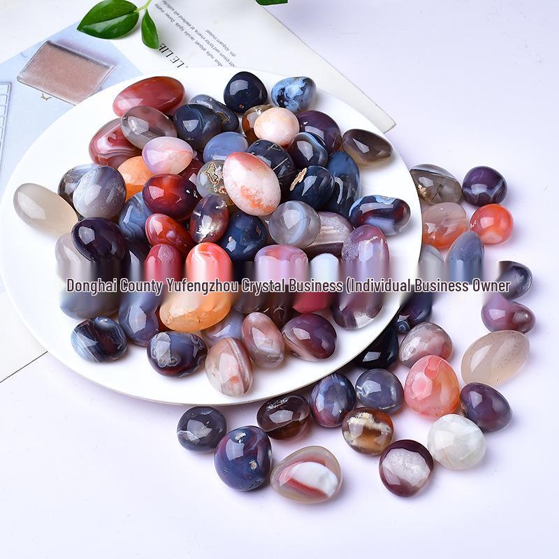 Polished Non-Red Agate Oval Stones for Fish Tank and Home Decor