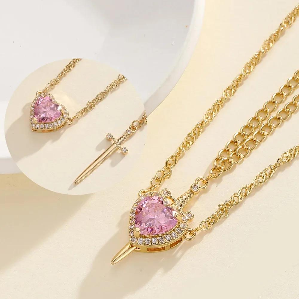 Белоснежка и Охотник Парные Ожерелья Сердце и Меч Кулон Ожерелье для Женщин Романтические Подарки на День Святого Валентина