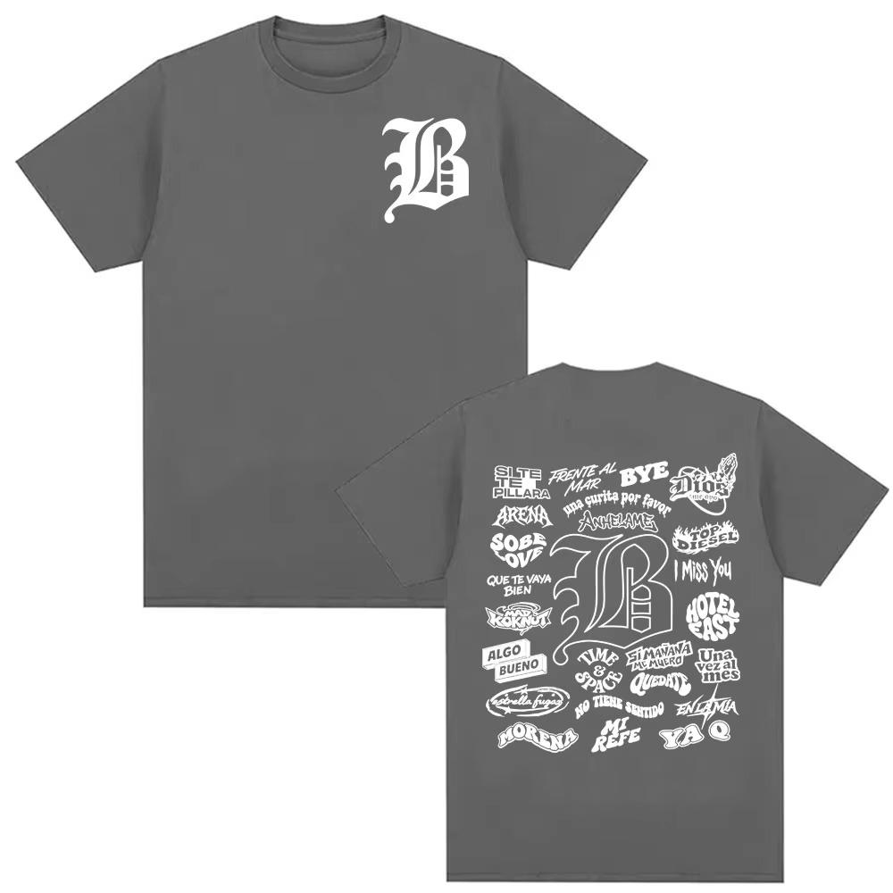 Rapper Beele Borondos Letter Print Mens Fashion Vintage Hiphop Trend 2026 Spring summer new Pure Cotton Tshirt y2k ins