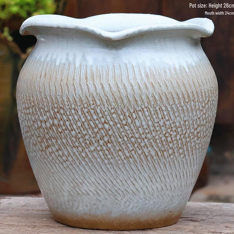 Large Retro Handmade Ceramic Flower Pot for Bougainvillea and Bird of Paradise