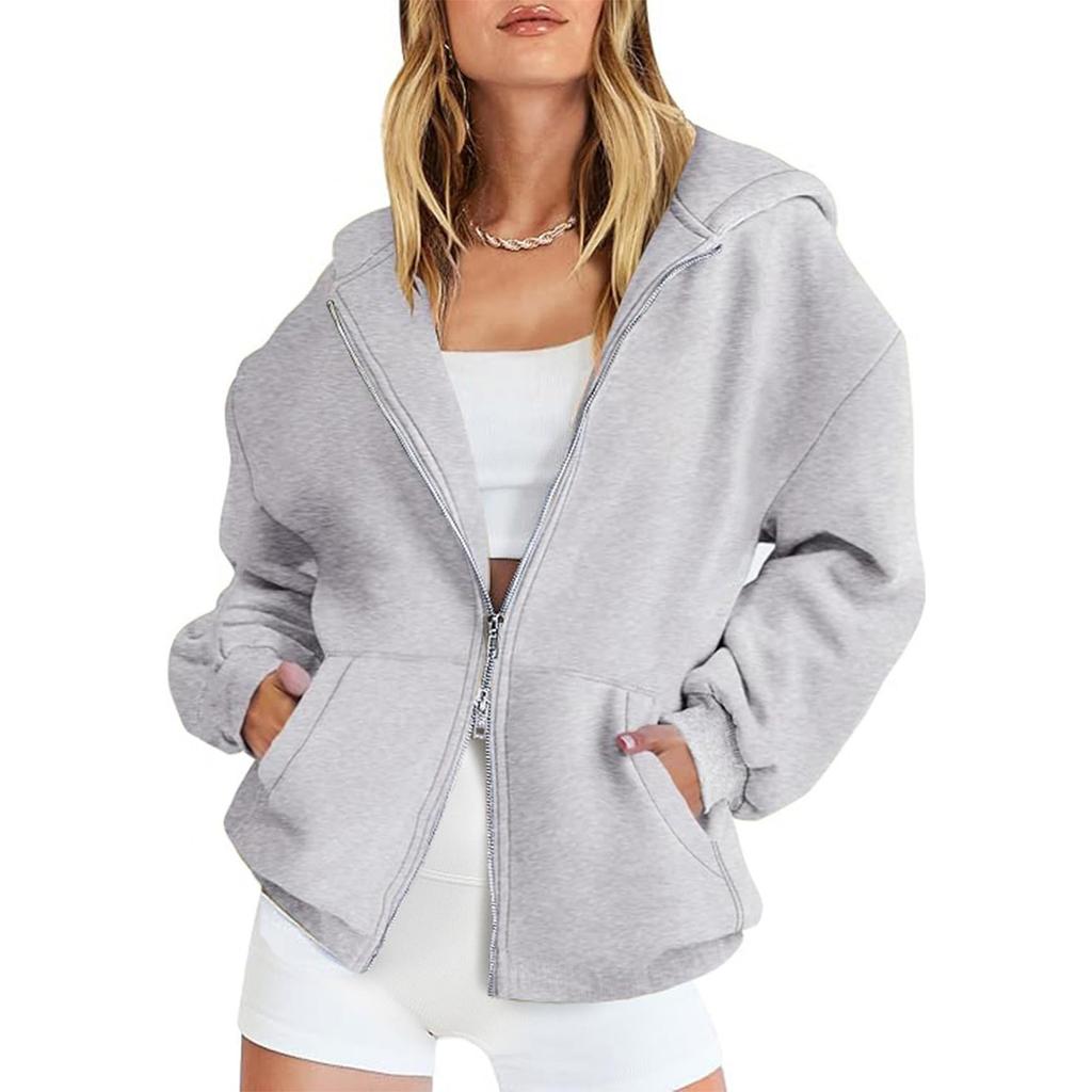 Женские толстовки с капюшоном на молнии с длинным рукавом, осенние свободные толстовки, куртки с карманами, модная одежда, толстовки с капюшоном для женщин