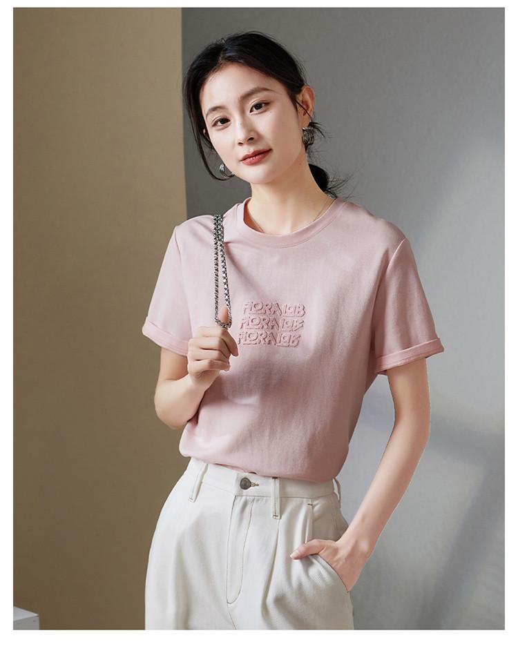 Fashion embroidered short sleeved t-shirt for women in summer 2026, thin and loose casual pullover top