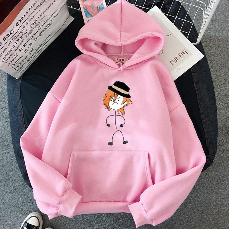 Bungo Stray Dogs Аниме с капюшоном Nakahara Chuuya Printed Мужские и женские толстовки с капюшоном свободного покроя Harajuku Unisex Streetwear