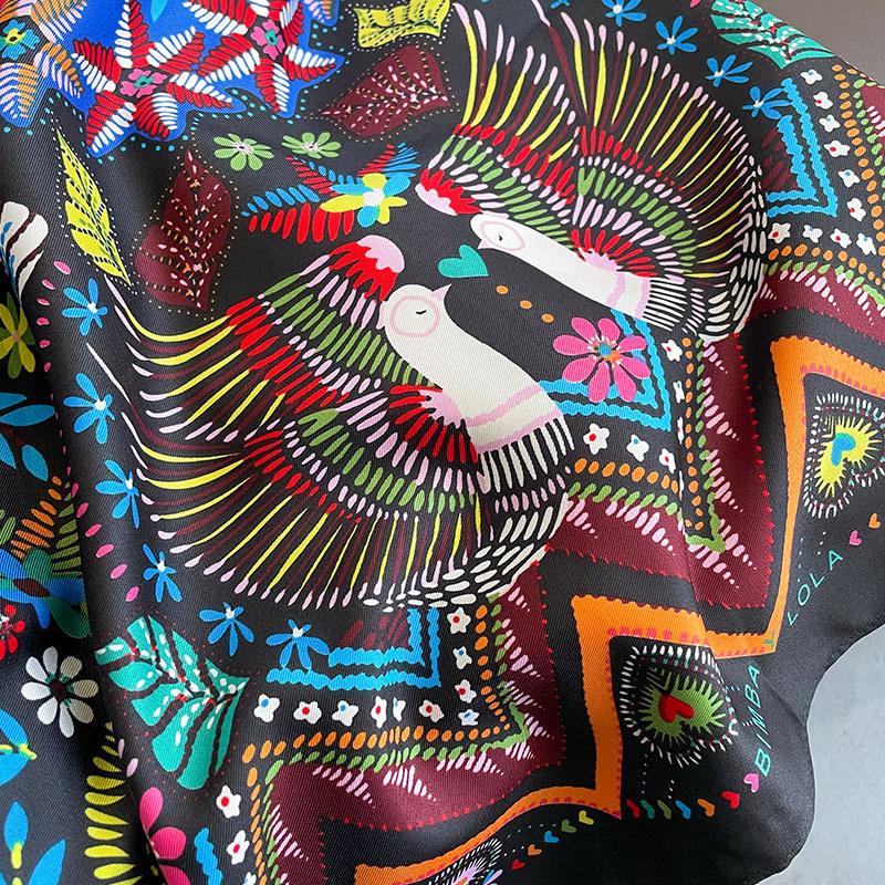 Design Twill Silk Square Scarf Women Luxury Brand Hijab Scarves Headband Foulard Ladies Shawl Wrap Echarpe Foulard Bandana