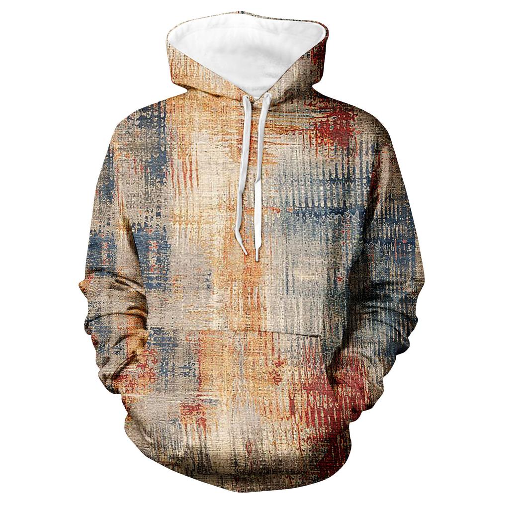 Men's Print Plush Warm Coat Fleece Sweater Casual Coat Pocket Sweater Autumn Winter Coat