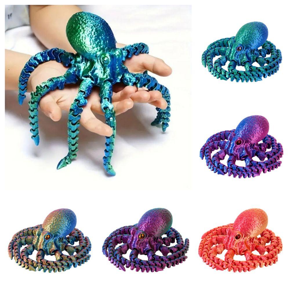 Jointed Body 3D Printed Octopusfish Octopusfish Figurine Poseable Tentacles Tabletop Decoration