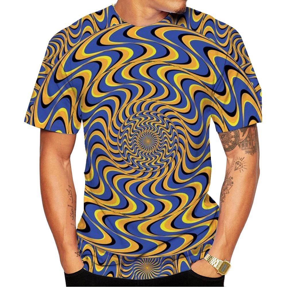 Men's and Women's Round Neck New Fashion  3D Print Visual Dizzy Pattern T-shirt Street Unisex Kids Novel Fashion Top 100-6XL