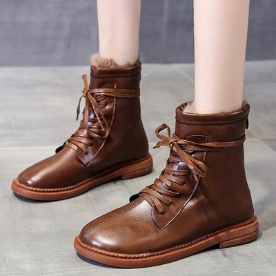 Мода Зимняя мода Женские ботинки Ботильоны на шнуровке Женские туфли с круглым носком Удобные ботинки Женские туфли на плоской подошве Женские кроссовки