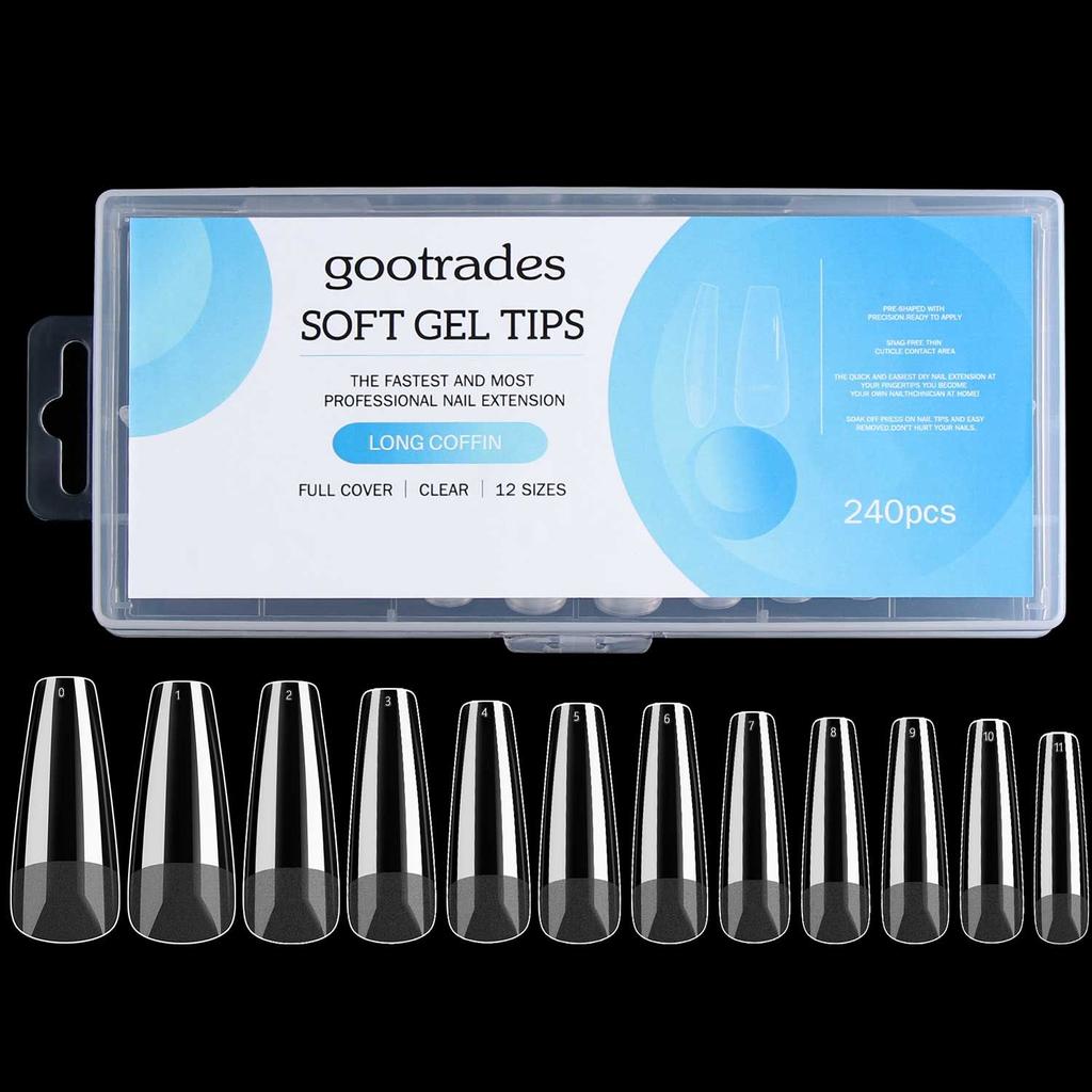 Наращивание ногтей гелем Мягкие гелевые типсы для ногтей с полным покрытием Квадратные/миндалевидные/шпильки/в форме гроба Гелевые типсы для ногтей