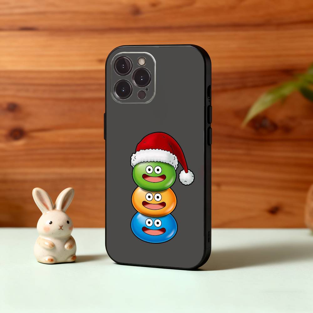 1PC Cute Bouncy D-Dragon S-slimes Phone Case For iPhone17,16,15,14,13,12Plus,Pro Max,XS,5G Soft Silicone Black Cover