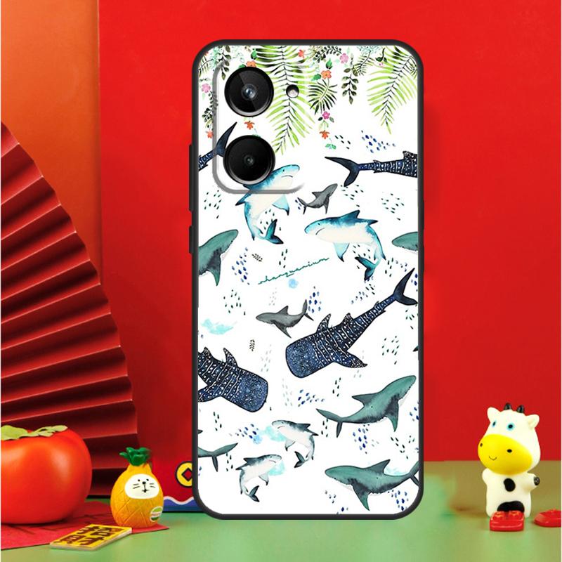 Мультяшная акула для Realme GT6 GT7 15 Pro 10 11 12 13 14 Pro Plus C65 C67 C63 C61 C55 C51 C53 C35 C75 Чехол