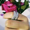 Exquisite Fashion New Design Silver Color Zircon Wedding Ring Set for Women Engagement Finger Anniversary Gift Banquet Jewelry