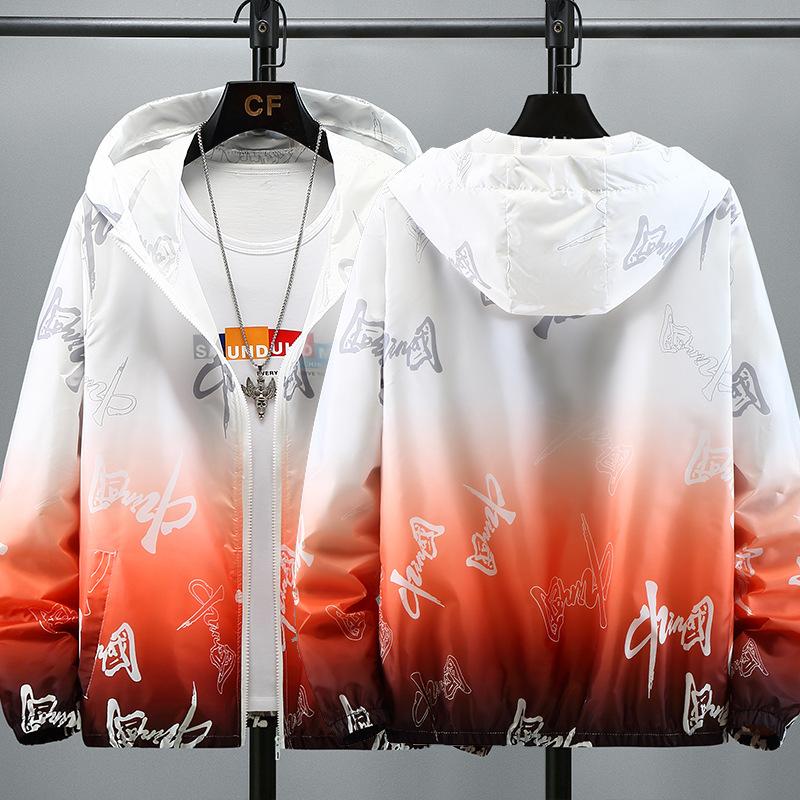 Летняя цветная светоотражающая солнцезащитная одежда для мужчин и женщин, ультратонкая куртка Ice Silk для пар, модная градиентная куртка