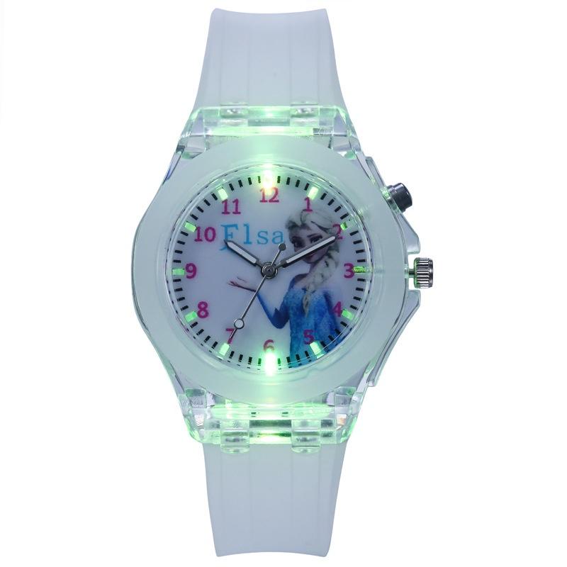 Cartoon Frozen Children's Watch With Night Light Quartz Silicone Watch For Elementary School Students Wholesale Hot Item