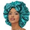 New Women Satin Solid Sleeping Hat with Stretchy Tie Band Elastic Night Shower Cap Adjustable Hair Head Cover Bonnet Turban
