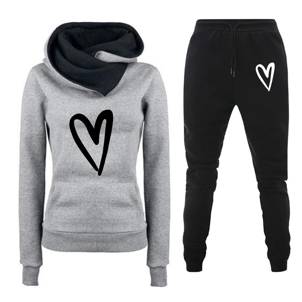 Новый весенне-осенне-зимний повседневный комплект спортивной одежды с женской толстовкой и толстовкой с принтом любовных писем, модный комплект